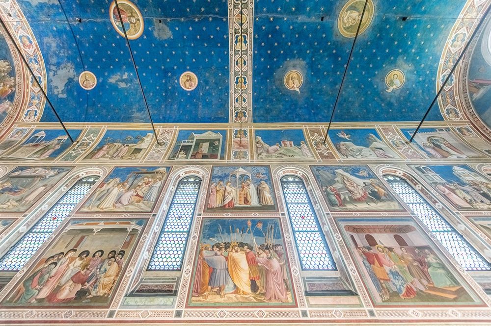 Italy-Padua-Scrovegni Chapel Ceiling with frescoes painted by Giotto in the 14th century